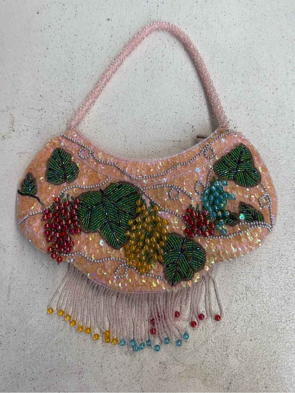 Pink Floral Garden Beaded Mini Bag